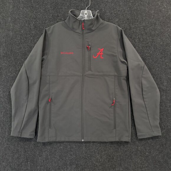 Alabama Crimson Tide Jacket Men's Medium Gray Softshell Full Zip Columbia - Picture 1 of 8